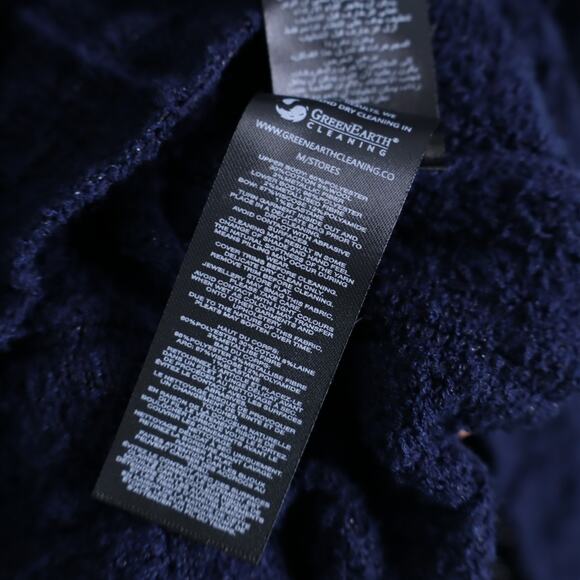 SELF-PORTRAIT Weave Knit Mini Dress Navy Tweed Metallic Long Sleeve Women's L - Picture 13 of 15